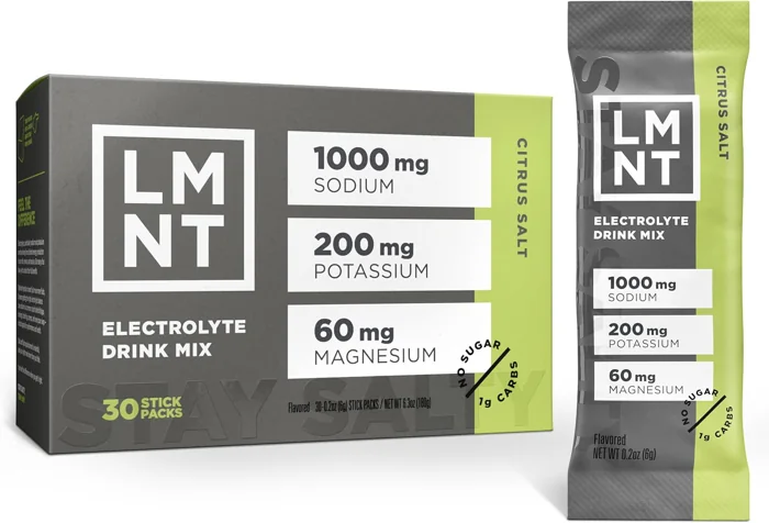 LMNT Zero Sugar Electrolyte Drink Mix, Citrus Salt, 30-stick box